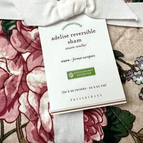 Pottery Barn Adelise Euro Pillow Sham Reversible Pillowcase New With Tag - Picture 5 of 10
